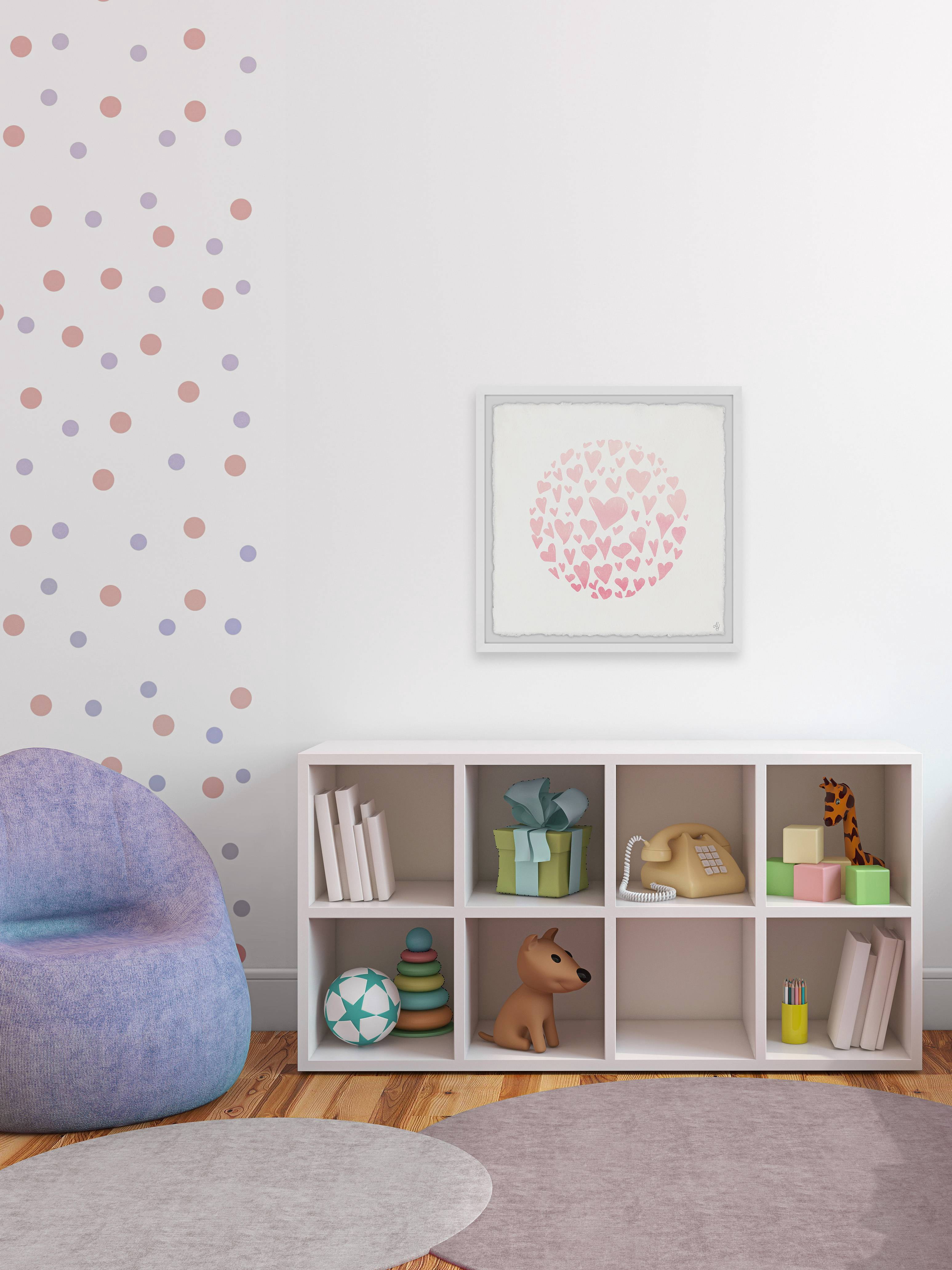 Marmont Hill Pink Circle Hearts Framed Wall Art