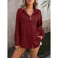 thumbnail image 4 of Spring And Summer Women's Wavy Texture Loose Fashion Shirt, 4 of 7