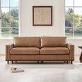 thumbnail image 3 of ReNest Oversized 2-Piece Modular Sofa with Solid Wood Base, Faux Leather, Feather-Blend Cushions, Camel, 83''W, 3 of 13
