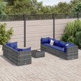 thumbnail image 1 of vidaXL 8 Piece Garden Lounge Set with Cushions Grey Poly Rattan, 1 of 5