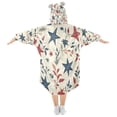 thumbnail image 2 of Wearable Blanket with Sleeves and Pocket Oversized Hooded Sweatshirt 3-14 YR Red and Blue Leafy Designs S, 2 of 7