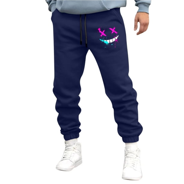 Pantalones deportivos de longitud completa para hombre, pantalones de ejercicio para correr ajustados, pantalones para correr con cordón, pantalones estampados, pantalones para hombre
