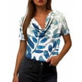 thumbnail image 4 of Enjoytime Womens Tops Trendy Vintage Printed V-Neck Short Sleeve Shirts Summer Spring Fashion 2026 Business Casual Blouses Light Blue L, 4 of 6
