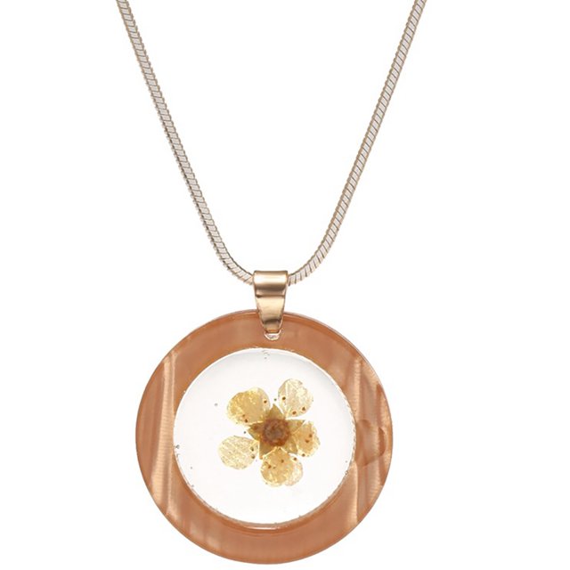 Bangcool Pendentif Géométrique Simple Séché Collier de Fleurs Collier Charme Collier pour les Femmes