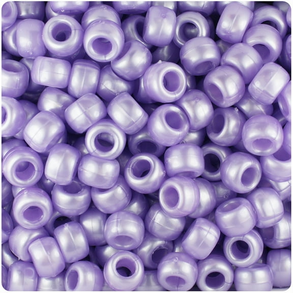 BeadTin Light Purple Pearl 9mm Barrel Pony Beads (500pc)