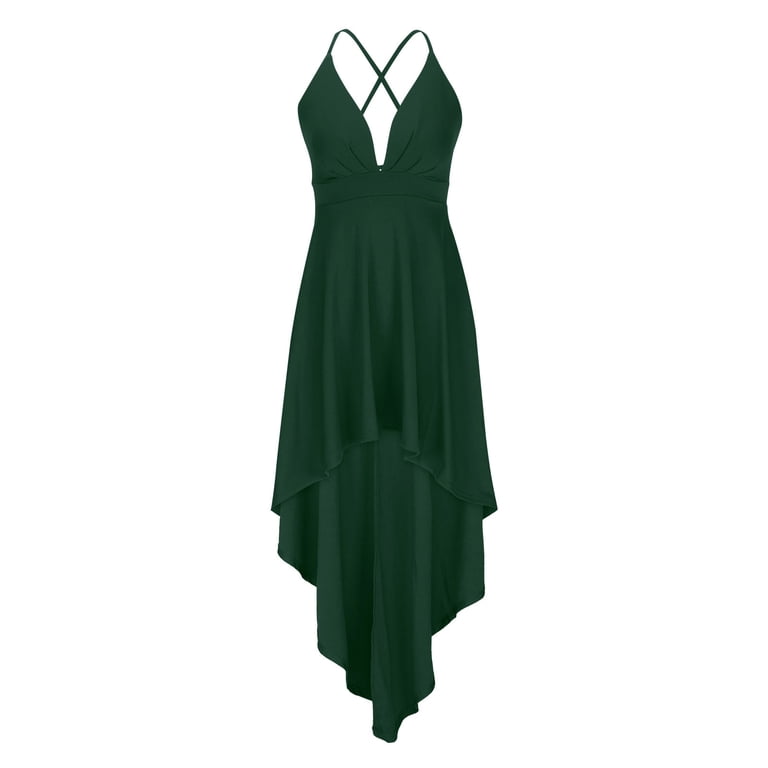 Cobkk Maternity Dress Casual Fashion Women Summer Casual Solid V-Neck Camis  Sleeveless Vest Long Dress Plus Size Summer Dresses J-1132 Green L