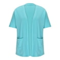 thumbnail image 4 of Meichang Summer Cardigan for Women Basic Solid Half Sleeve Kimono Cardigans Soft Loose Fit Open Front Cardigans Casual Cover Up Tops with Pockets Sky Blue L, 4 of 8