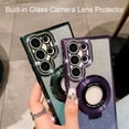 thumbnail image 4 of Magnetic Ring Stand Glitter Case for Samsung Galaxy S24 Ultra, (Compatible with Magsafe) Luxury Bling Diamond Rhinestones Cover with Camera Lens Protector for Girls Women,Purple, 4 of 7