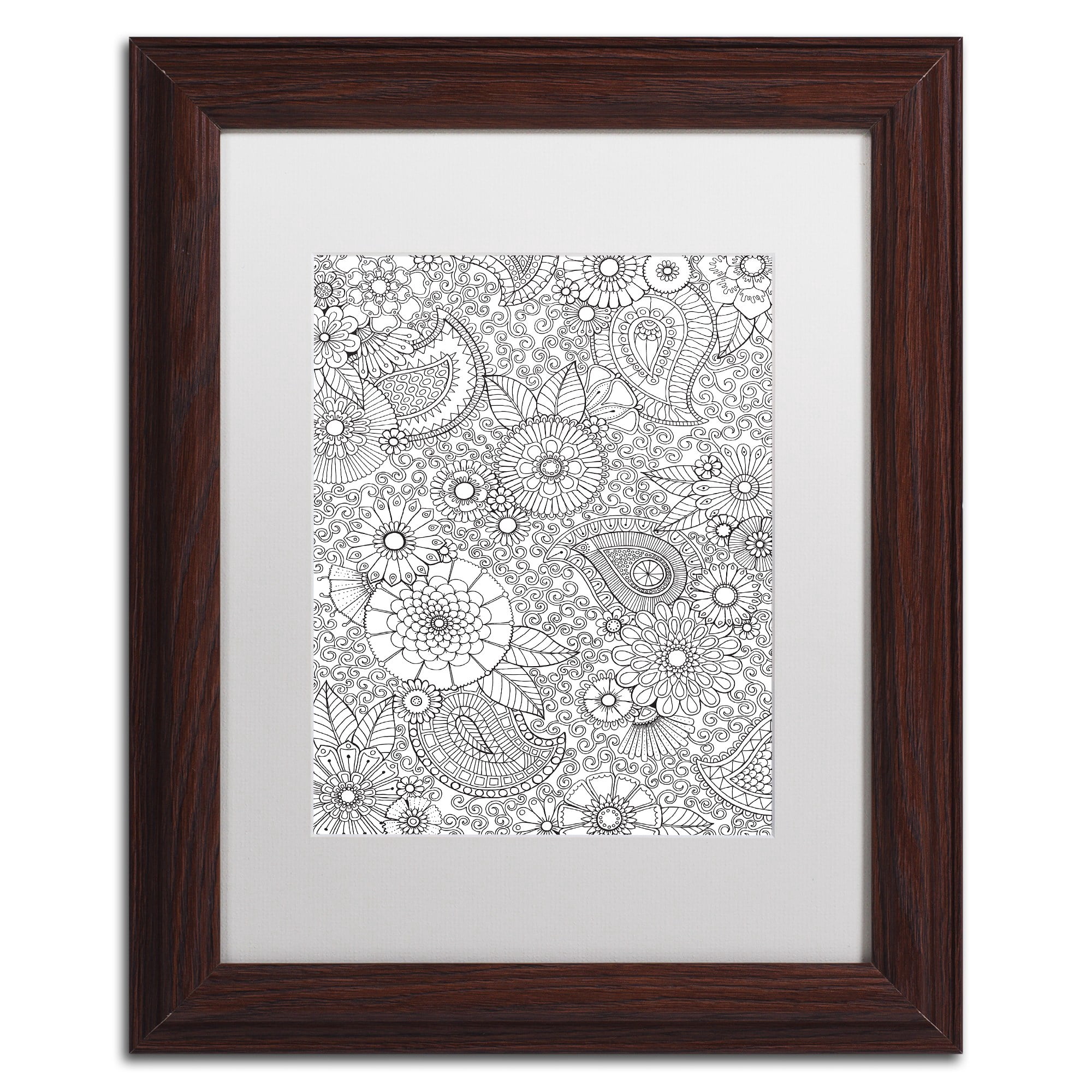 Trademark Fine Art "Paisley Floral" Canvas Art by Hello Angel, White Matte, Wood Frame