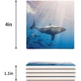 thumbnail image 3 of POGLIP Ocean Theme Shark Set of 6 Coaster for Drinks, Absorbent Ceramic Stone Coasters Cup Mat with Cork Base for Home Kitchen Room Coffee Table Bar Decor, 3 of 4