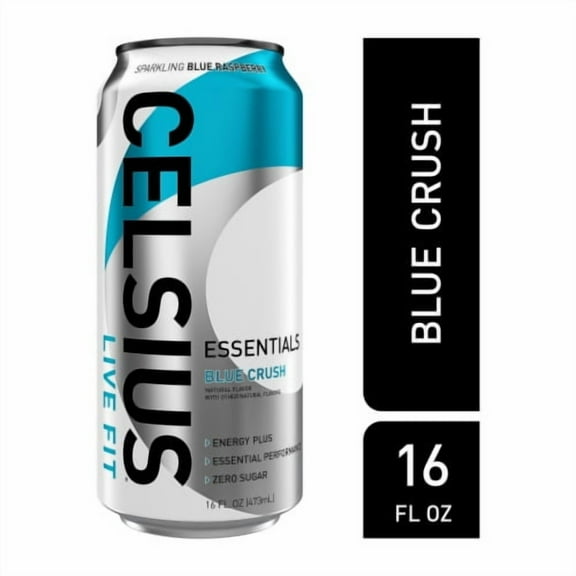 CELSIUS ESSENTIALS Sparkling Blue Crush Energy Drink Can 16 fl oz - Pack of 2