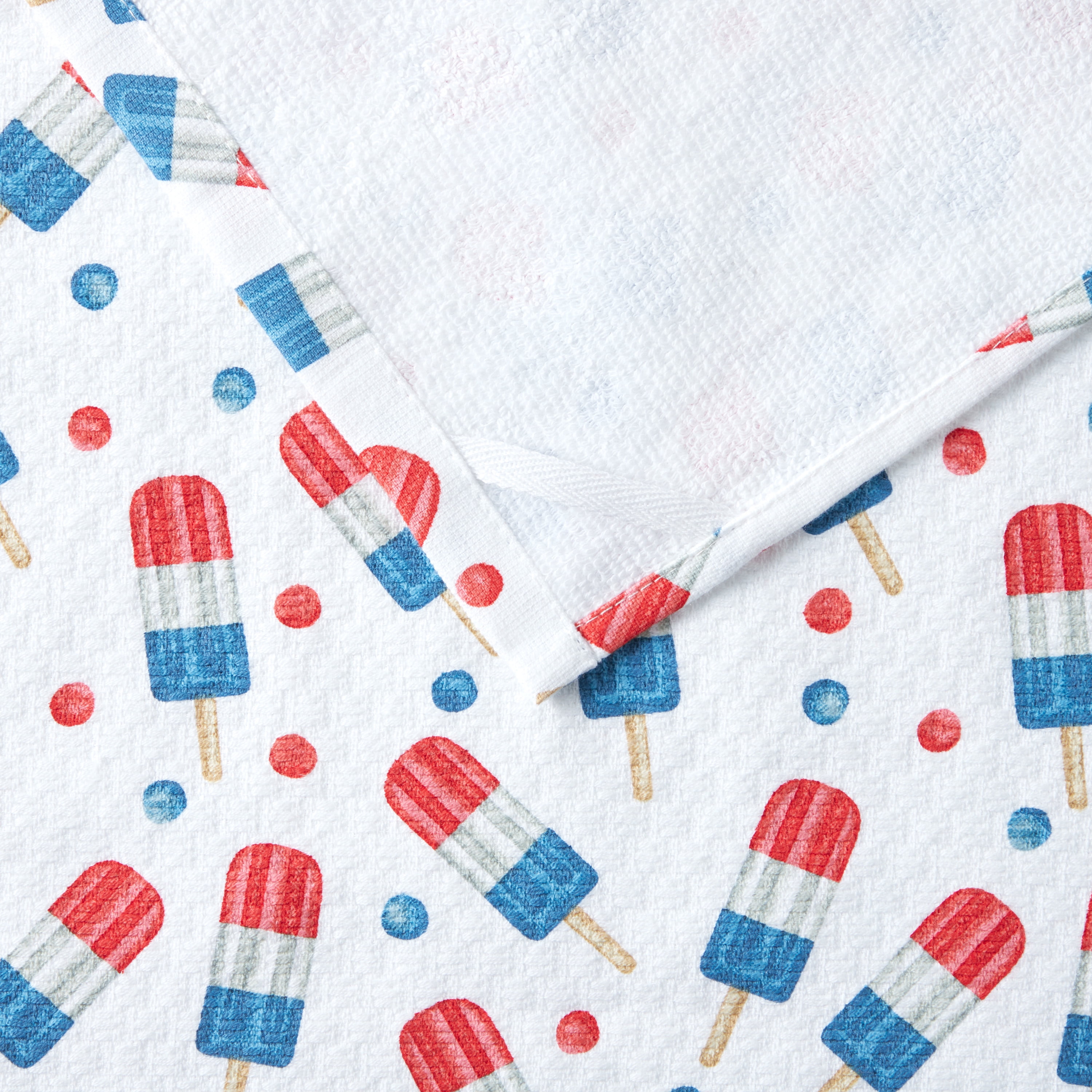 MARTHA STEWART Americana Stripesicle Ice Pop Holiday Kitchen Towels 3-Pack Set, 100% Cotton, Absorbent, Patriotic USA America Decor, Red/White/Blue, 16"x28"