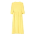 thumbnail image 4 of Fewfanhot Dresses for Women Casual Comfy Cotton Crew Neck 3/4 Sleeve Tunic Beach Long Dresses, 4 of 9