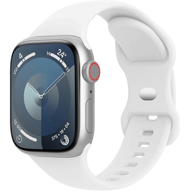 Sport Band Compatible with Apple Watch Bands 40mm, 41mm 38mm 42mm 44mm 45mm 49mm,Soft Silicone Band for iWatch Series Ultra 9 8 7 6 5 4 3 2 1 SE White