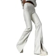 thumbnail image 5 of Pantalones de cuero de PU con costuras blancas, ajustados y sexys con aberturas, de estilo europeo y americano, para mujer, para otoño e invierno, 5 of 5