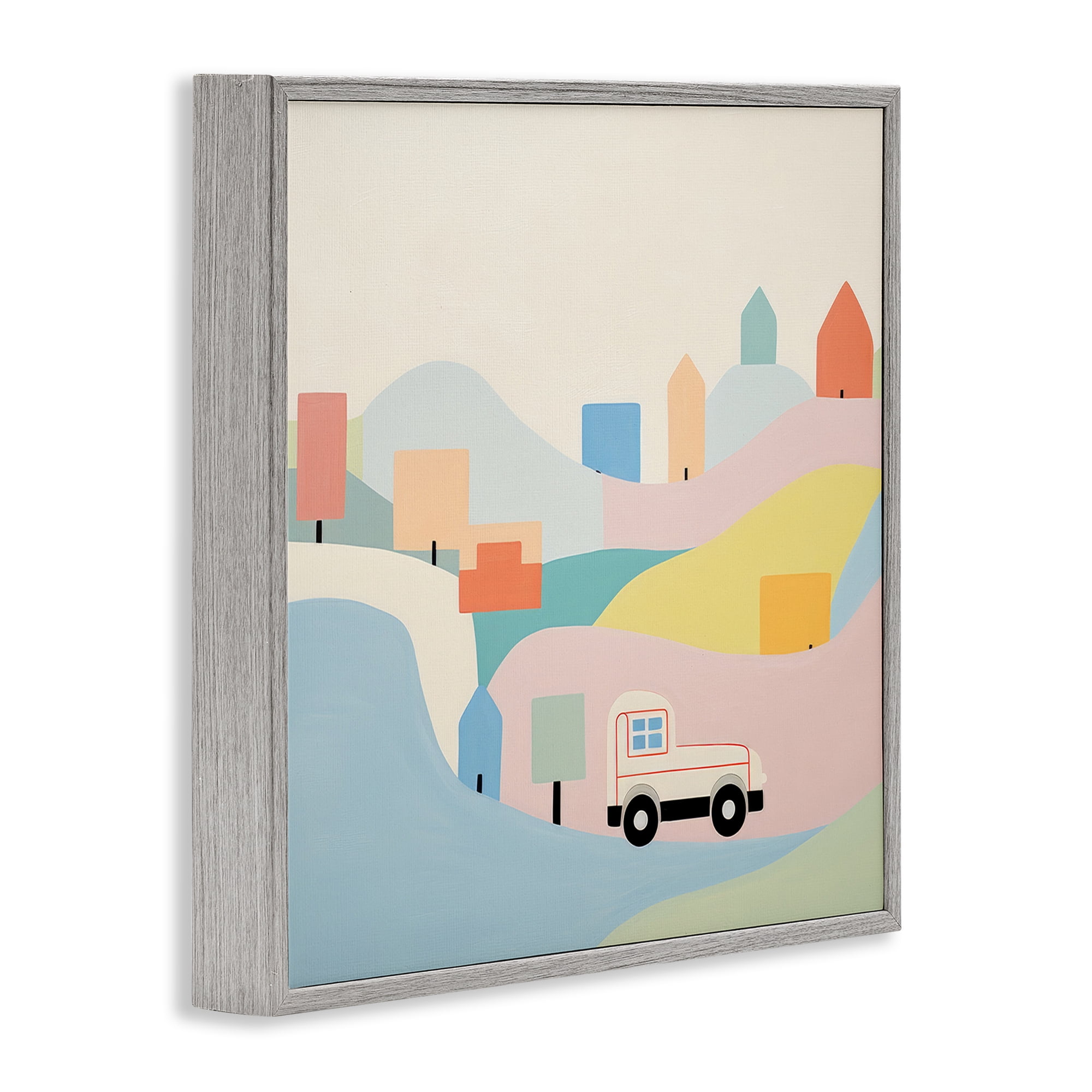Stupell Industries Pastel Imaginative Scene Landscape Painting Gray Framed Art Print Wall Art, 12 x 12