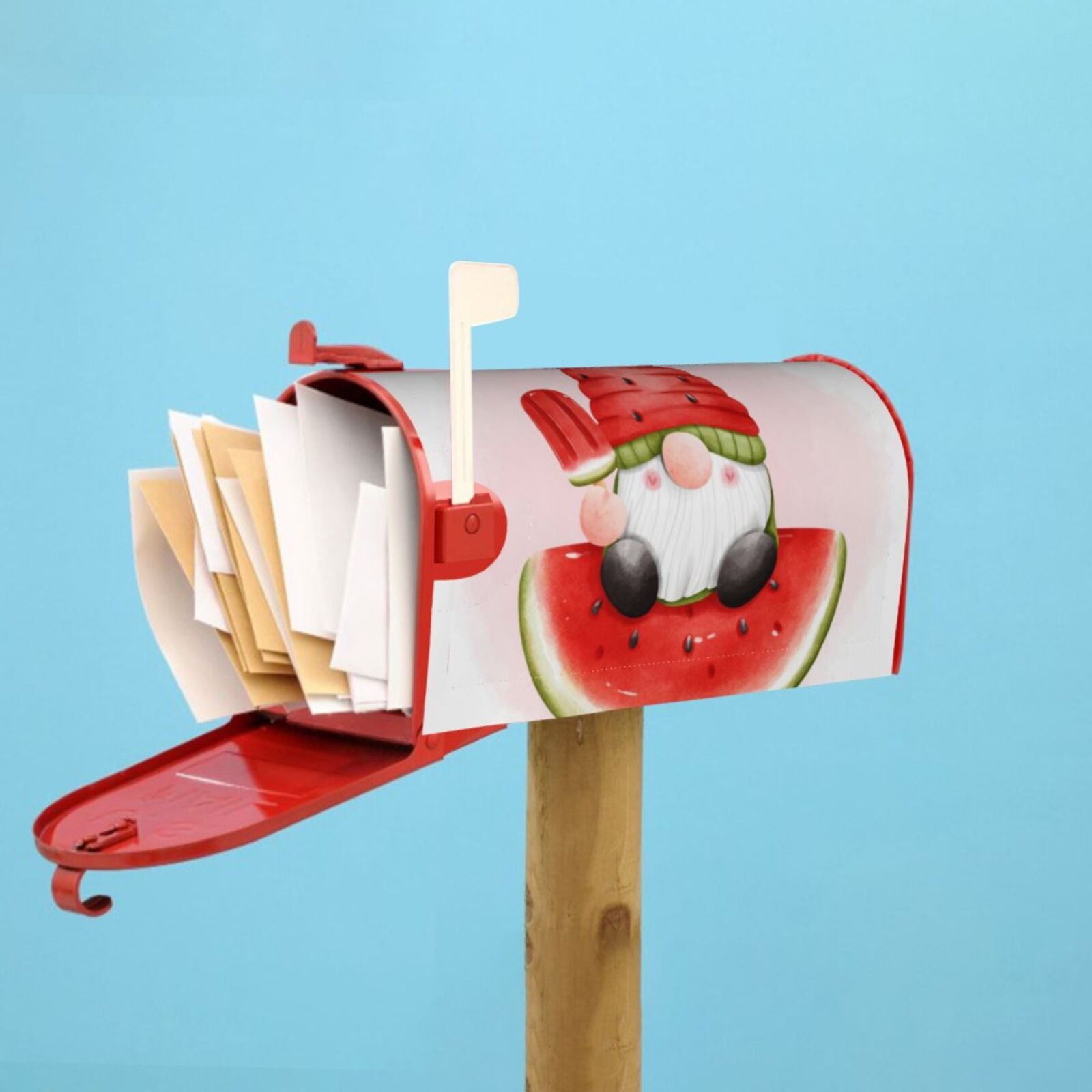 Logiee Watermelon Gnome Print Post Letter Box Wrap Decor, Mailbox Cover Suitable for Standard Mailbox and Large Size Mailbox,Outdoor Yard Decoration-21x18 in