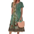 thumbnail image 2 of Fantaslook Pleated Summer Dresses for Women Short Sleeve A Line Midi Dress Flowy Floral Sundress Casual Dress with Pockets, 2 of 10