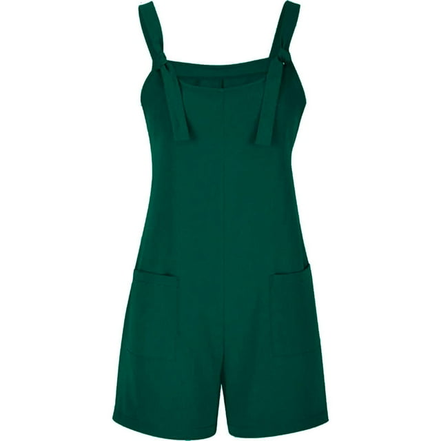 2025 Combinaison-Short Olive à Bretelles à Nouer pour Femmes, Col Rond, Combishort Junior, Combinaisons et Combishorts, Combinaison avec