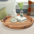 thumbnail image 3 of Heavy Duty Round Serving Decorative Tray w/Lovely Cloud Handles, 20" Extra Large Wood Decor Trays for Big Ottoman Coffee Table, Giant Table Centerpieces Decoration Organizer Huge Holiday Display Tray, 3 of 8