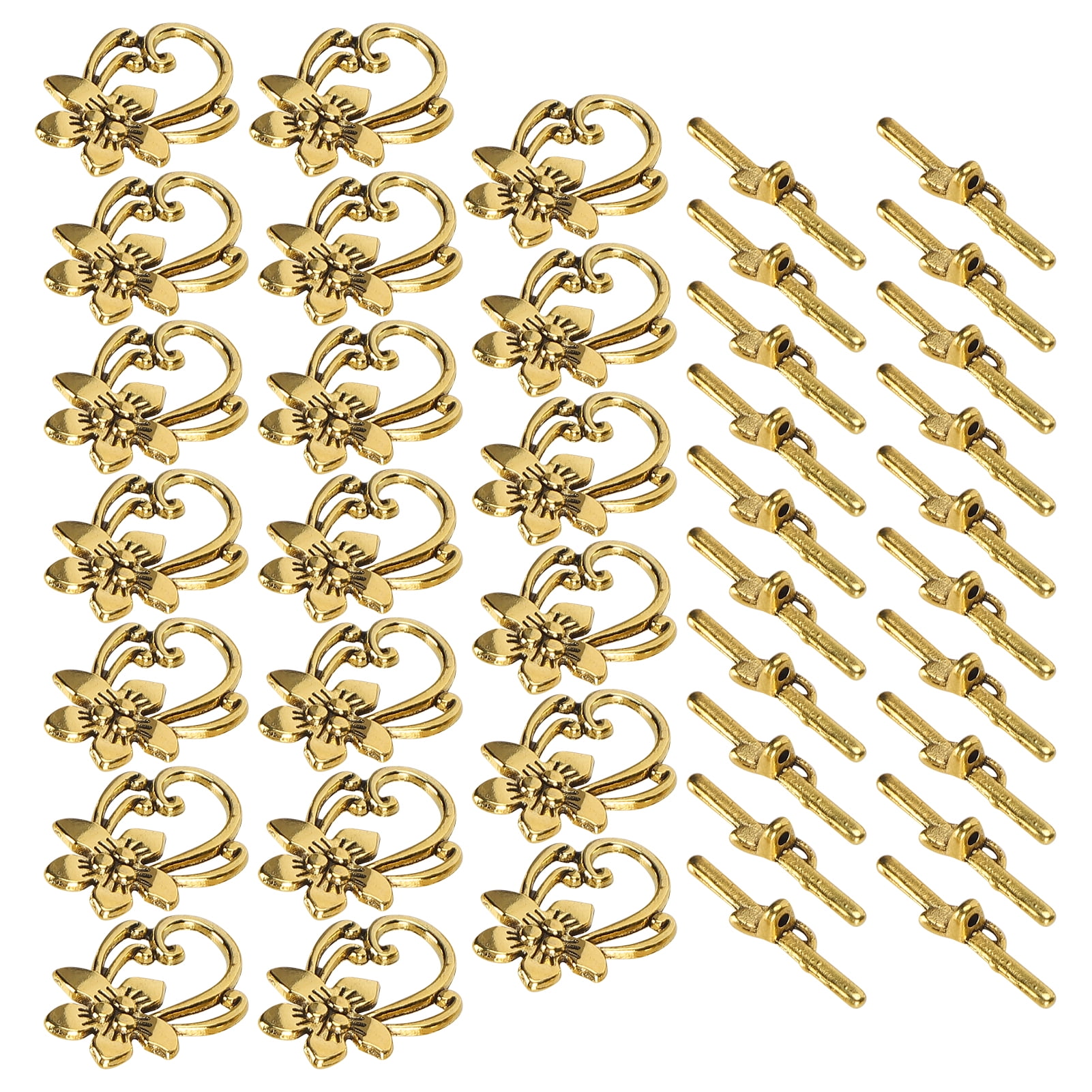 Gold Bracelet Toggle Clasp, Flower Shape Flower Toggle Clasp 20 Sets