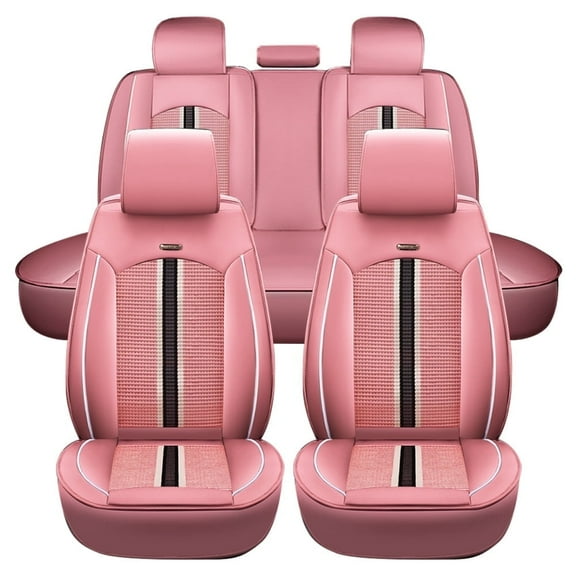 Maidao Car Seat Covers Leather for Volkswagen for Beetle 2012-2015 5 Seats Water Resistant Front Rear Cushion Protector Pink