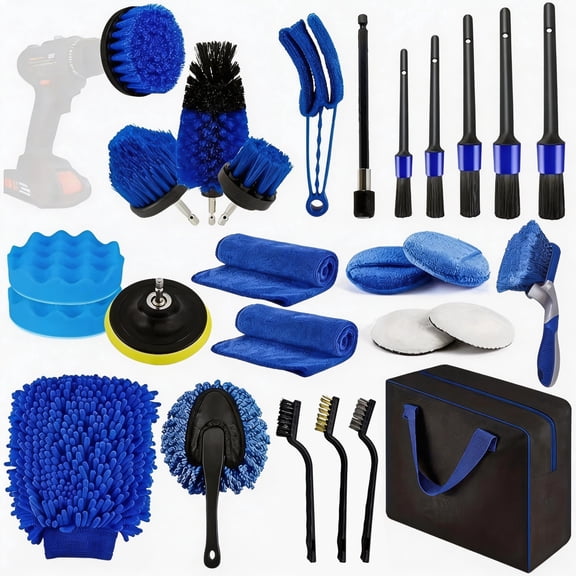Interior Car Cleaning Kits, 27Pcs Car Detailing Kit, Car Detailing Brushes Set, Drill Brush Set, Car Wash Kit, Car Accessories, Car Cleaning Supplies for Interior, Exterior, Wheels