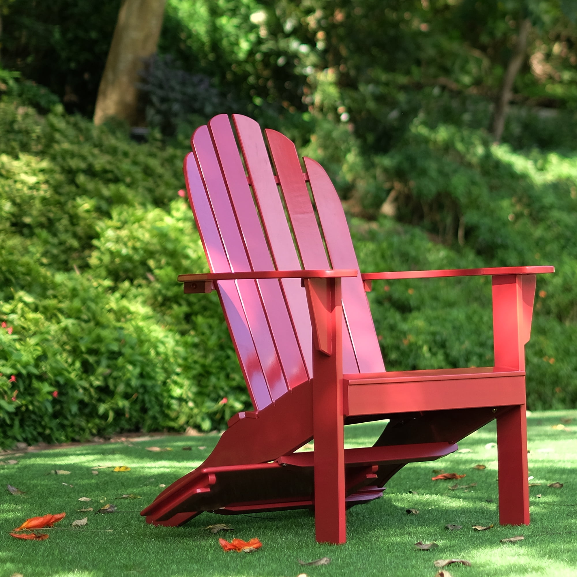 Alston Solid Wood Outdoor Adirondack Chair - Free Tray Table, Red