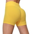 thumbnail image 2 of Fengqque Yoga Shorts for Women Tummy Control High Waist Biker Shorts Exercise Workout Butt Lifting Tights Women's Short Pants Yellow S(S), 2 of 8