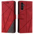 thumbnail image 1 of For Samsung Galaxy S24 Fe Case Imprinted Lines Pu Leather Splicing Wallet Phone Cover, 1 of 5