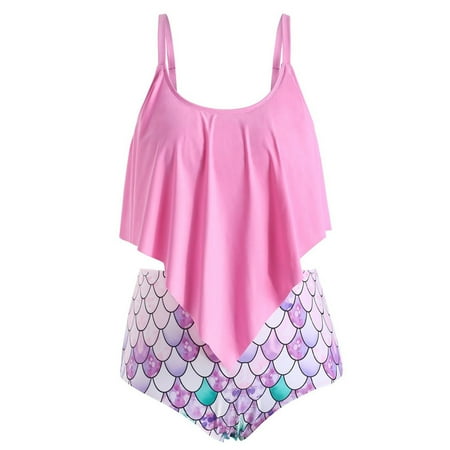 

Cathalem plus Bathing Suit Bra Bikini Women Set Swimsuit Set Waisted Print Swimsuit Top Sporty Swimsuits for Women with Shorts Underwear Pink XX-Large