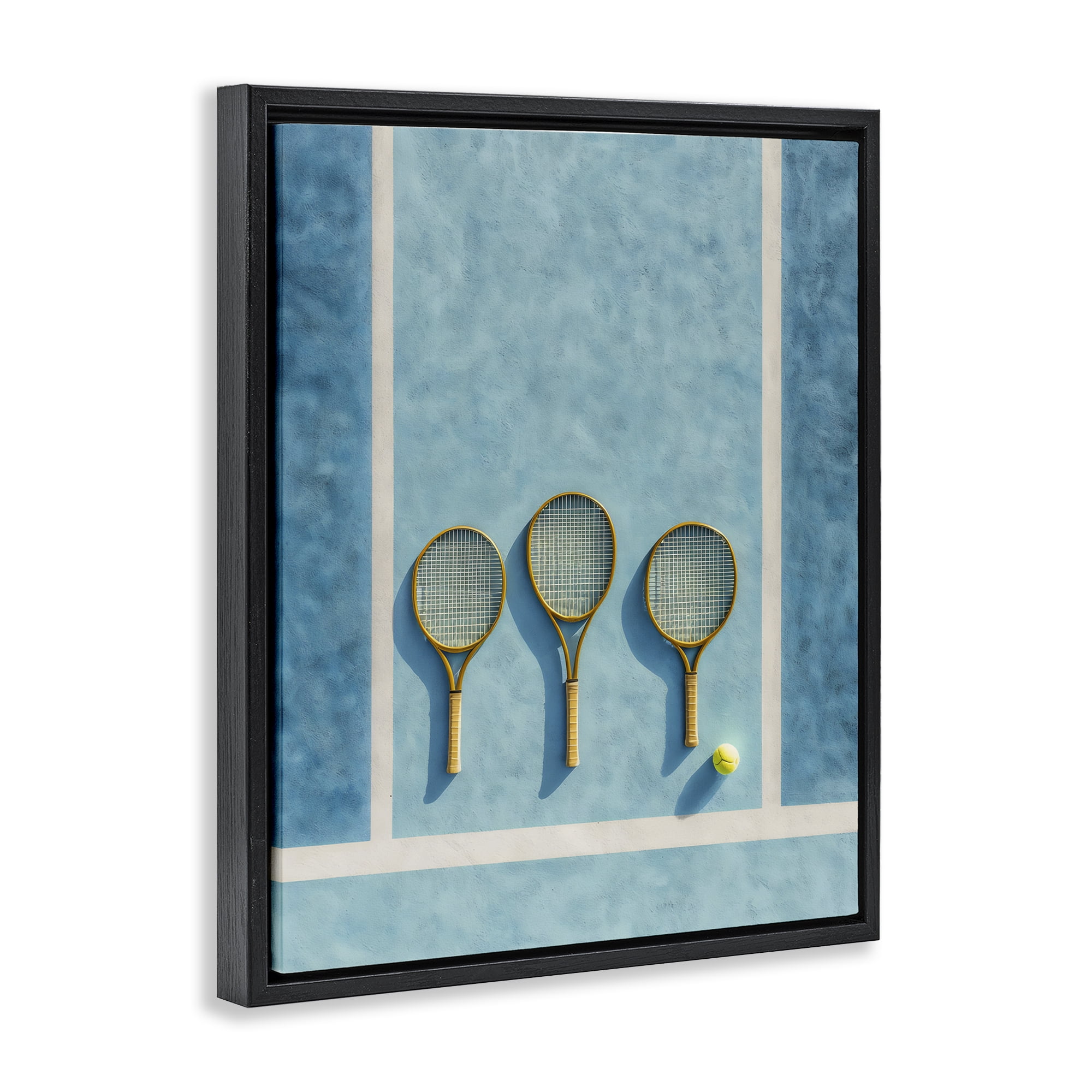 Tennis Racket Trio Black Framed Floater Canvas Wall Art, design by Franklyn Gregory