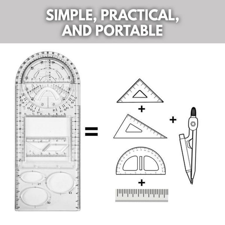 Multifunctional Geometric Ruler Geometric Drawing Template Measuring Tool  For School Office