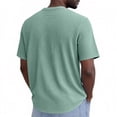thumbnail image 4 of Domuza Men's Waffle Henley Shirts Casual Knit Short Sleeve Button Down Shirts Basic Cotton Summer Solid Lightweight Tees Light Green M, 4 of 4