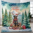 thumbnail image 4 of Merry Christmas Santa Reindeer Antlers Rottweiler Sleigh Xmas Winter Holiday Quilt Blanket Rottie Dog Lover Gifts Idea Cozy Comforter Throw Blanket - 00023, 4 of 5