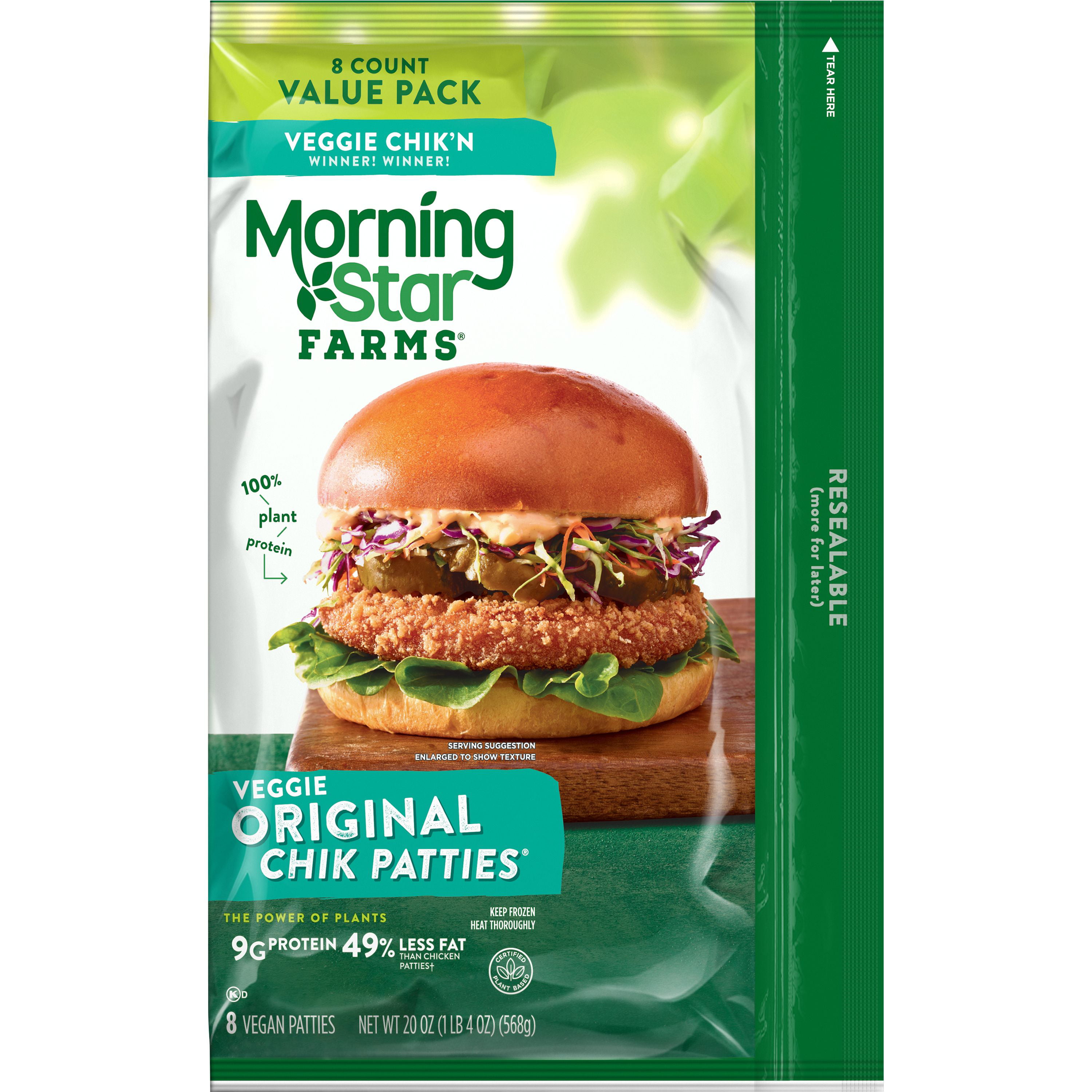 MorningStar Farms Meatless Chicken Patties, Plant Based Protein Vegan ...