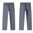 thumbnail image 2 of LYHaoo Boys Formal Dress Pants Classic Straight Fit School Pants Flat Front Twill Pant for Kids Back to School Outfits(Gray), 2 of 5