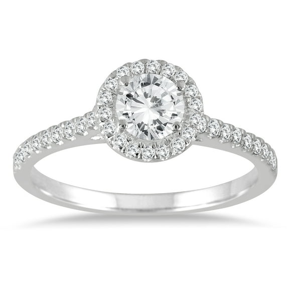 SZUL Women's 3/4 Carat TW Diamond Halo Engagement Ring in 14K White Gold (J-K-L Color, I2-I3 Clarity)