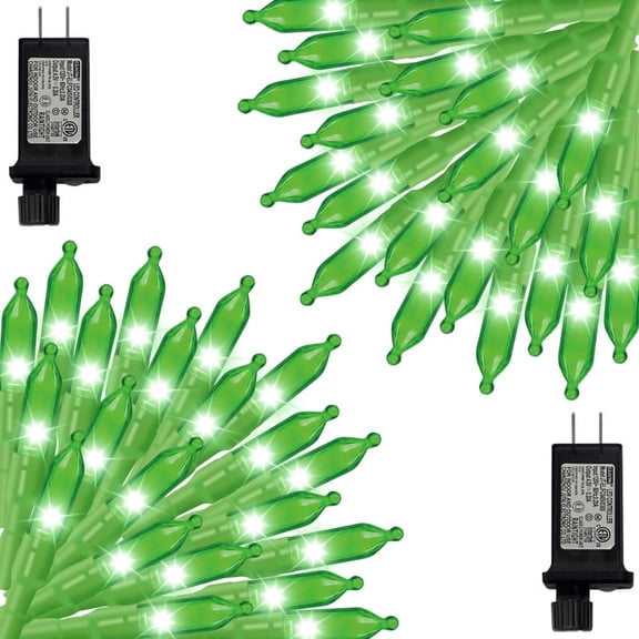 2 Pack Green Christmas Mini Lights, St Patricks Day Lights, 32.5FT 100LED Christmas String Lights with 16 Lighting Modes, Waterproof Plug in for Indoor Outdoor Holiday Xmas Party Bedroom Decorations
