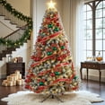 thumbnail image 4 of 9FT Prelit Snow Flocked Christmas Tree, Artificial Christmas Tree with 550 Warm White & Color LED Changing Lights Easy Assembly/Metal Stand/Hinged, 4 of 7