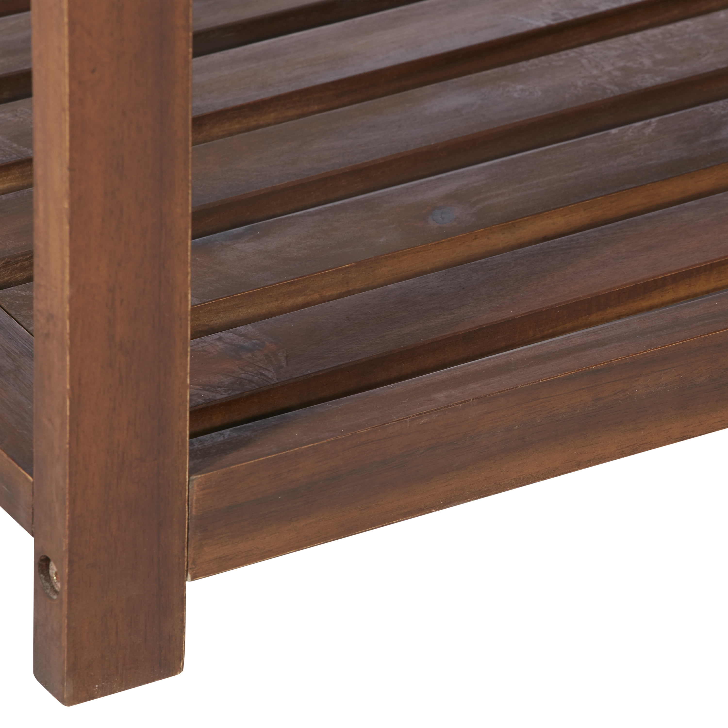 Manor Park Outdoor Patio Wood Bench with Cushion, Dark Brown/Grey