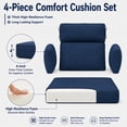 thumbnail image 4 of DTTRA High Back Patio Chair Cushion Set with 2 Arm Pillows, 48 x 24 x 4 in, Navy Blue, 4 of 7