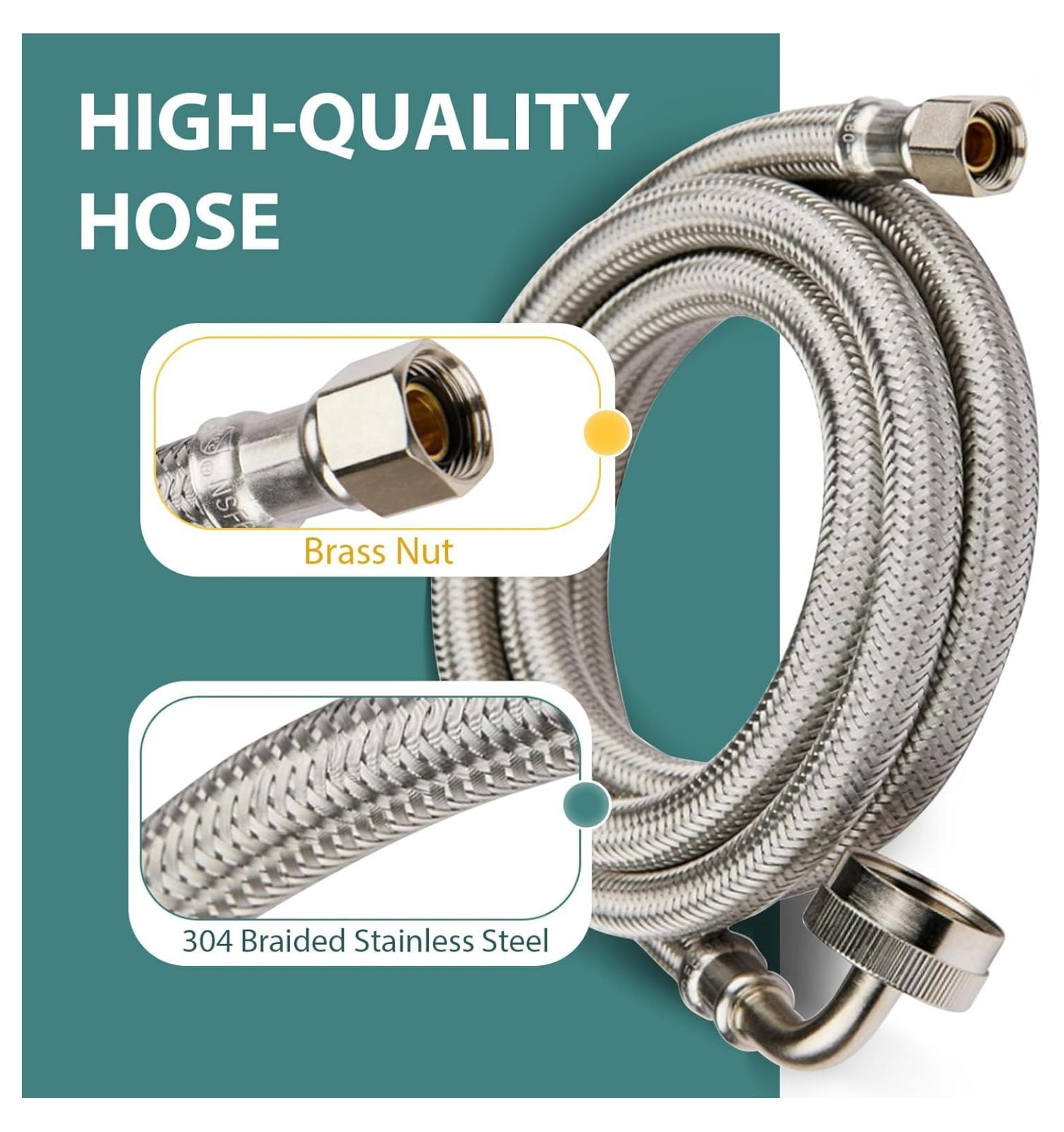 Stainless Steel Dishwasher Hose XYT 6-FT 10-Pack 3/8-Comp x 3/4-FHT For Kitchen Plumb Water Supply Line