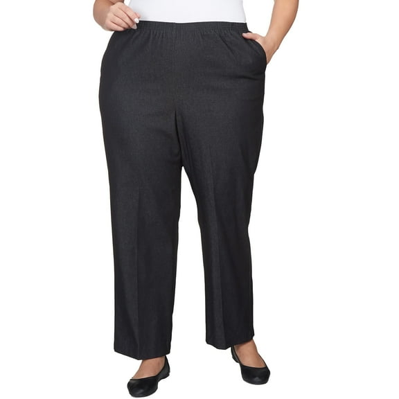 Alfred Dunner Women's Plus Size Black Denim Comfort Waistband Short Length Pant