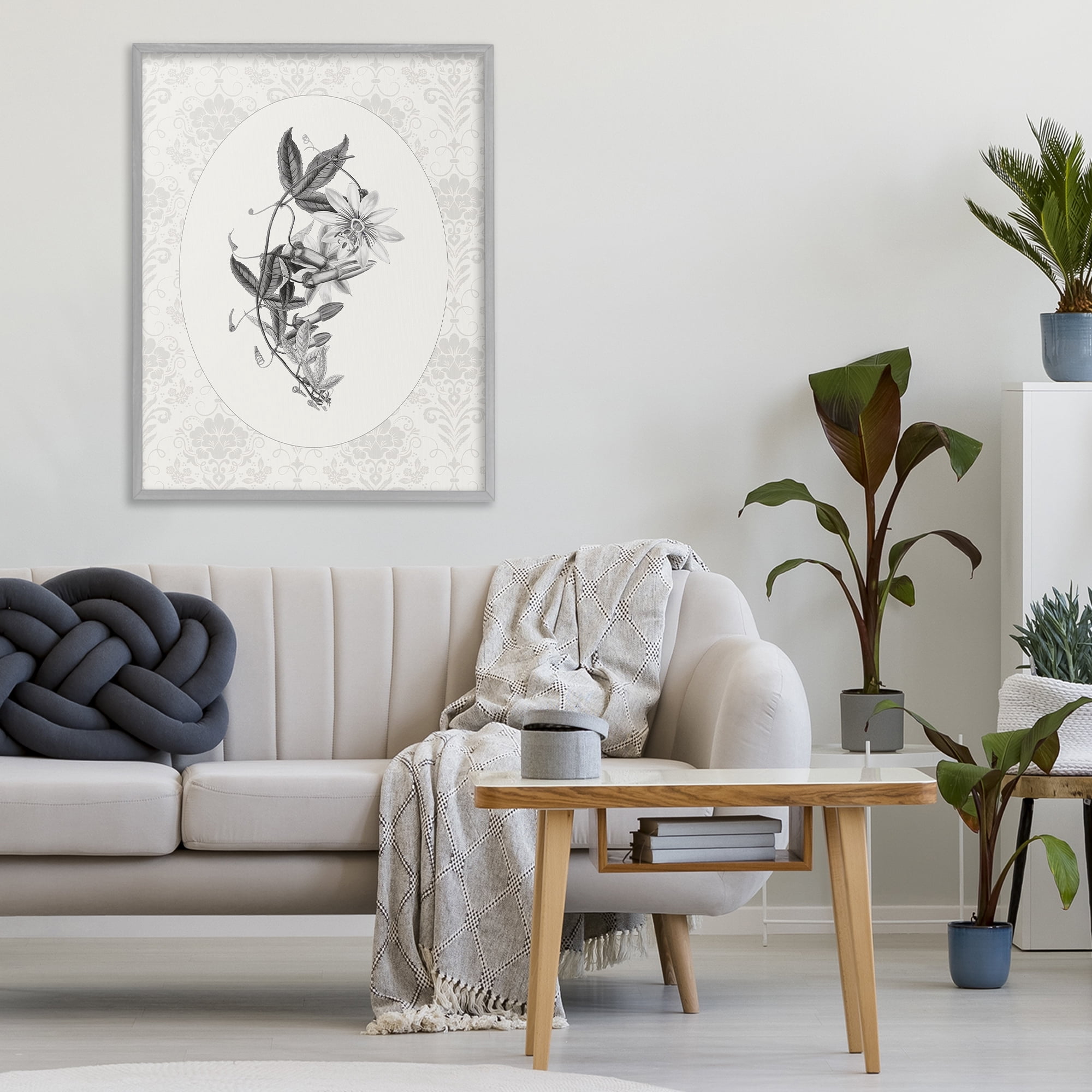 Stupell Industries Vintage Botanical & Lace Gray Framed Giclee Art, design by CAD Designs