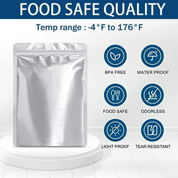 50 pcs 1 Qt Mylar Bags Mylar Bags for Food Storage 6 "x 8.5" Zipper Mylar Bags for Long Term Food Storage