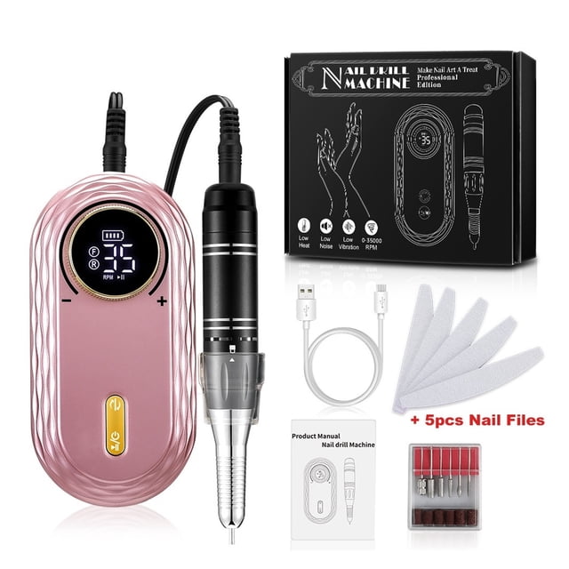 35000RPM Electric Nail Drill Machine, Professional LCD Display Portable All For Manicure Tool, Rechargeable Nails Art Set ,Easy to Use