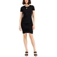 thumbnail image 3 of INC International Concepts Womens Ruched Mini Dress Deep Black S, 3 of 4