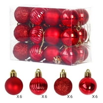 HCBY 24PcS 3Cm/1.2In Christmas Balls Decorations, Xmas Tree Balls Hanging Decor, Christmas Plastic Balls, Electroplating Hanging Balls Decoration Red