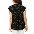 thumbnail image 3 of Buffalo Ladies' Flutter Sleeve Floral Top Split Neckline Tie Closure Size: L, Color: Black (Ditsy Bouquet), 3 of 3